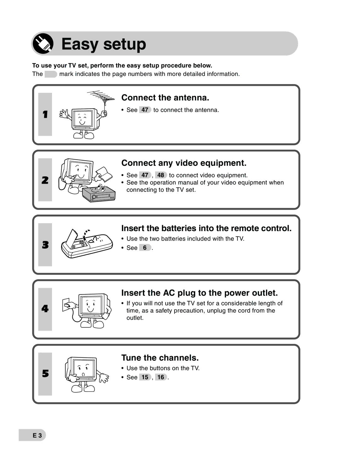 Sharp CX68RF5 operation manual Easy setup, Insert the AC plug to the power outlet 