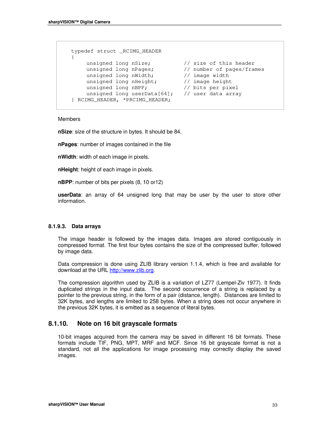 Sharp DIGITAL CAMERA manual Data arrays 