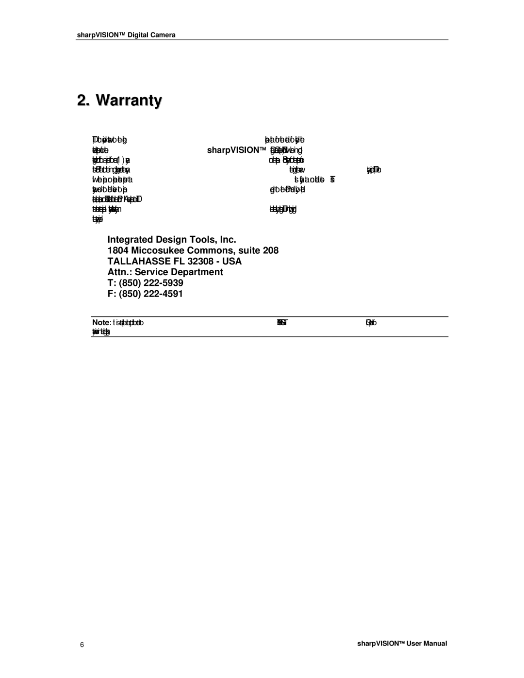 Sharp DIGITAL CAMERA manual Warranty 