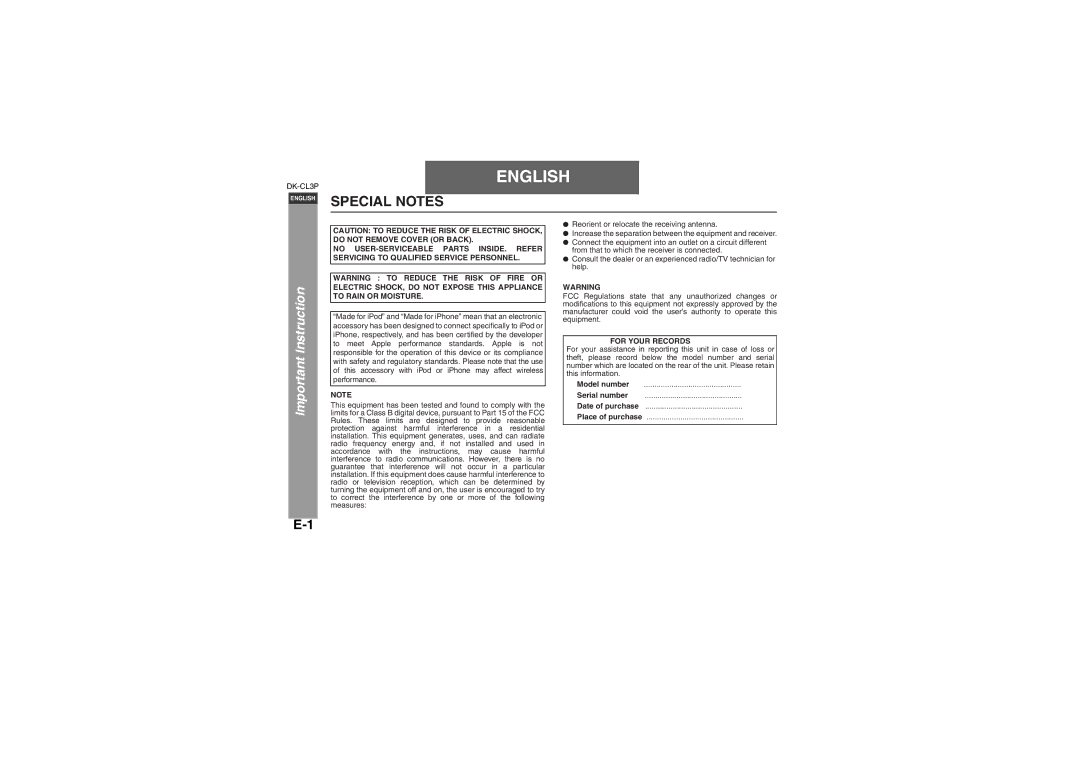 Sharp DK-CL3P operation manual English 