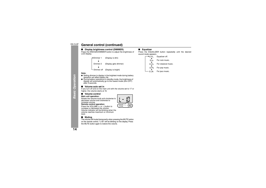 Sharp DK-CL5P operation manual General control, Basic Operation 