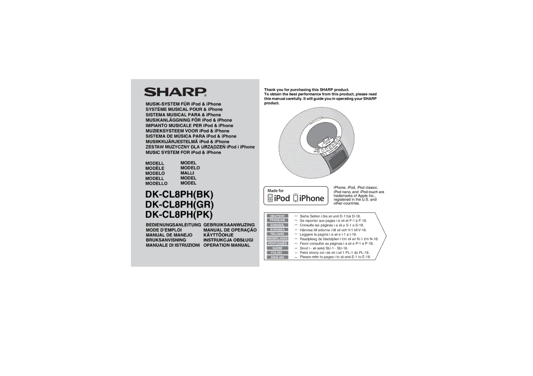 Sharp DK-CL8PH(GR), DK-CL8PH(BK), DK-CL8PH(PK) operation manual DK-CL8PHBK DK-CL8PHGR DK-CL8PHPK 