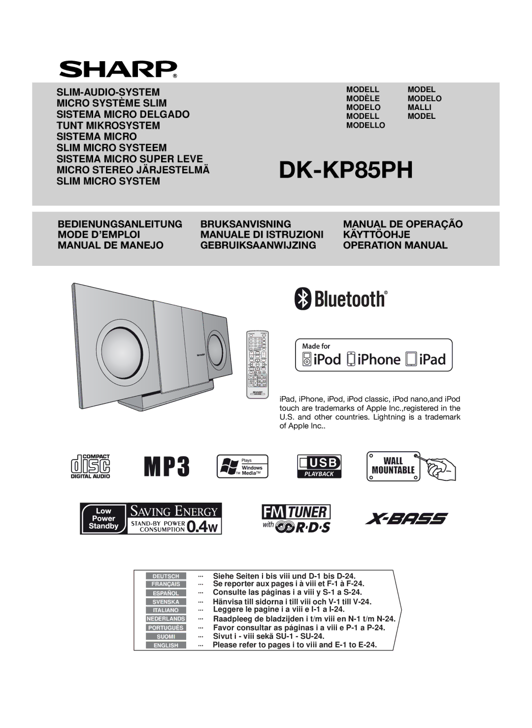 Sharp DK-KP85PH operation manual Modèle Modelo Malli, Modello 