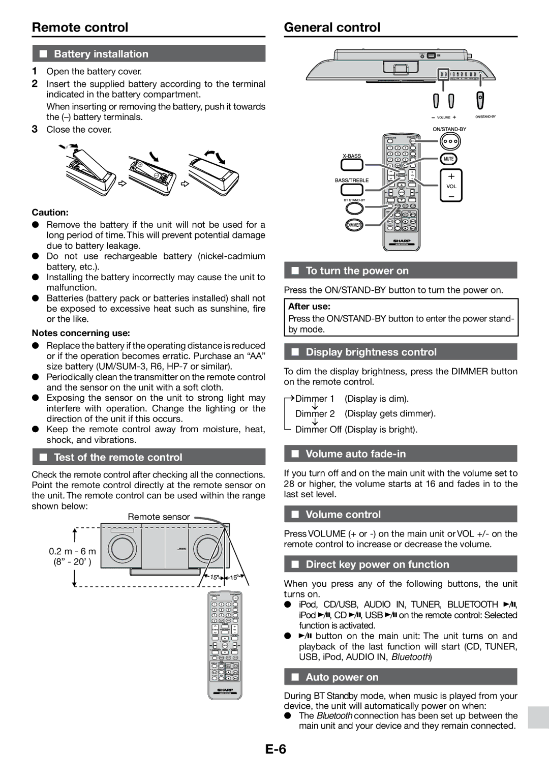 Sharp DK-KP85PH operation manual Remote control, General control 