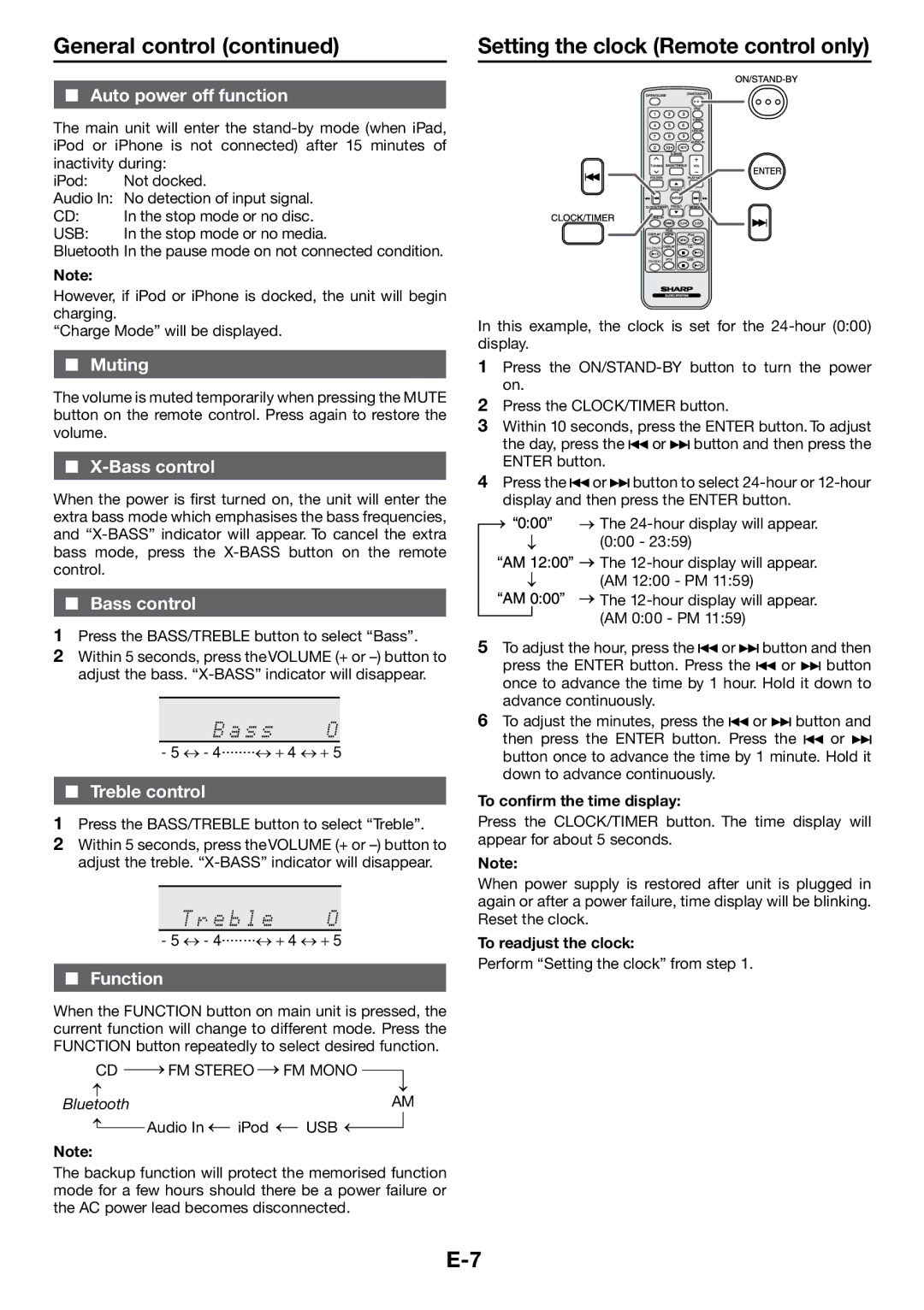 Sharp DK-KP85PH operation manual Setting the clock Remote control only 