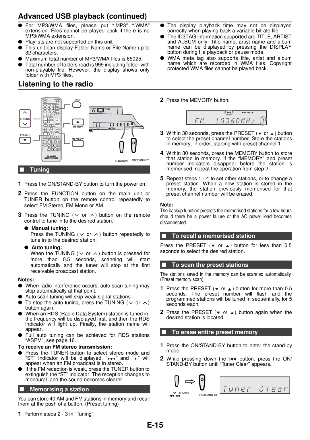 Sharp DK-KP95PH operation manual Listening to the radio 