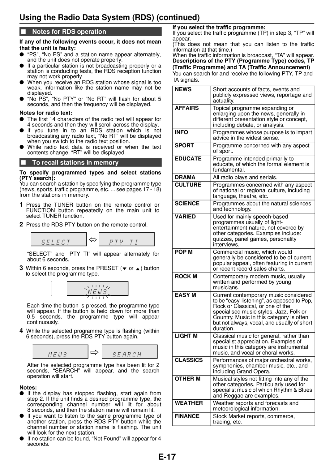 Sharp DK-KP95PH operation manual To recall stations in memory 