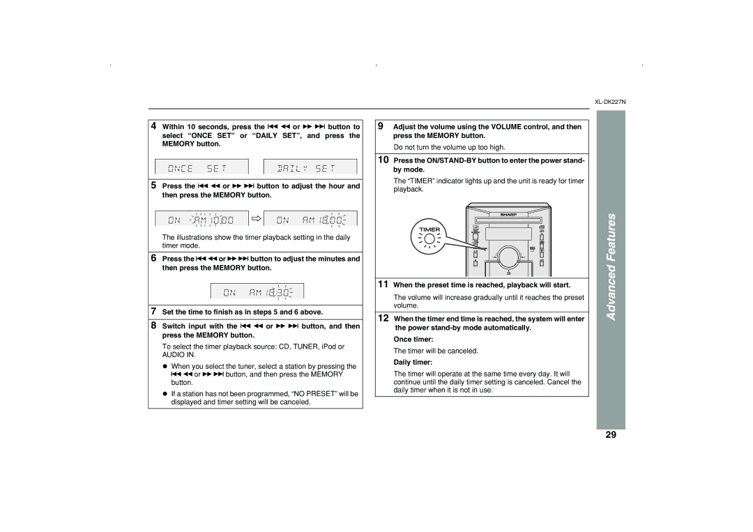 Sharp DK227N operation manual Advanced Features 