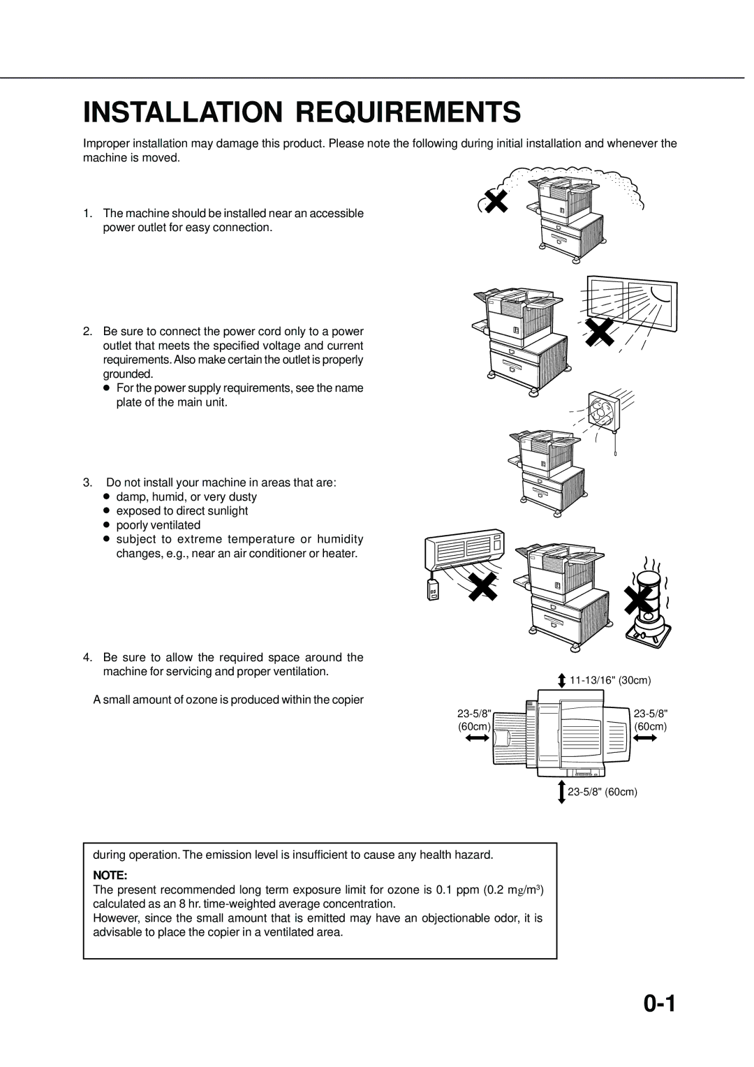 Sharp DM-4500, DM-4551, DM-3551, DM-3501, DM-4501, DM-3500, AR-P350, AR-P450 operation manual Installation Requirements 