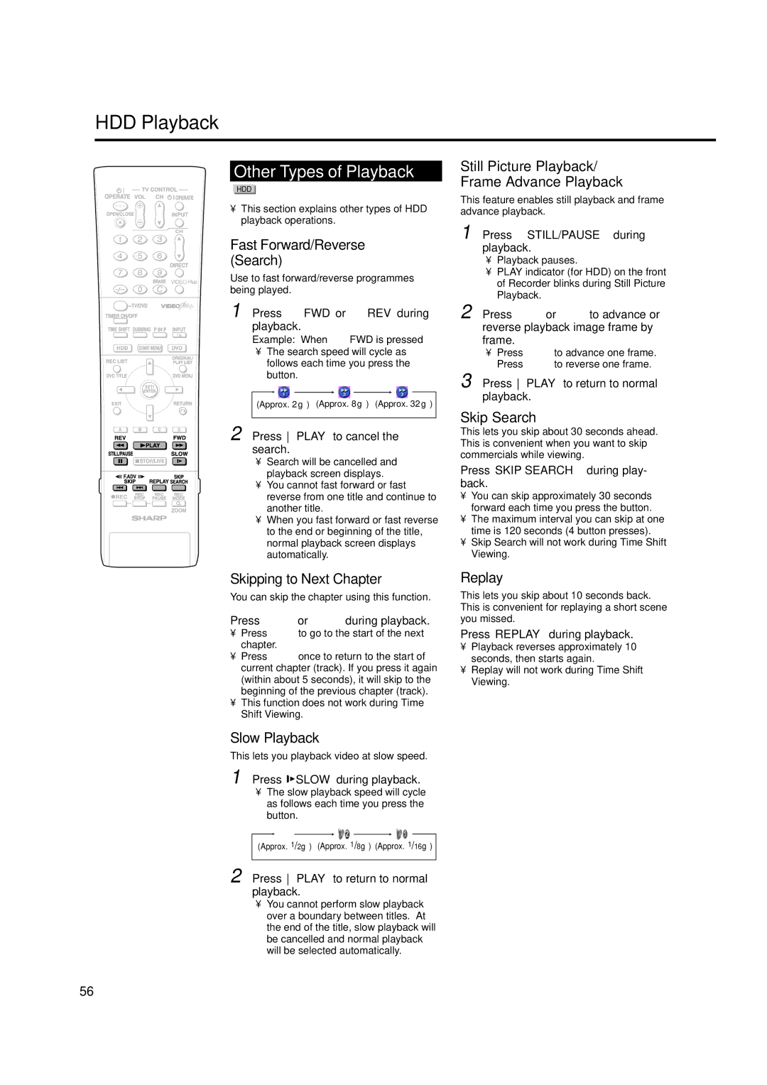 Sharp DV-HR350H, DV-HR300H operation manual Other Types of Playback 