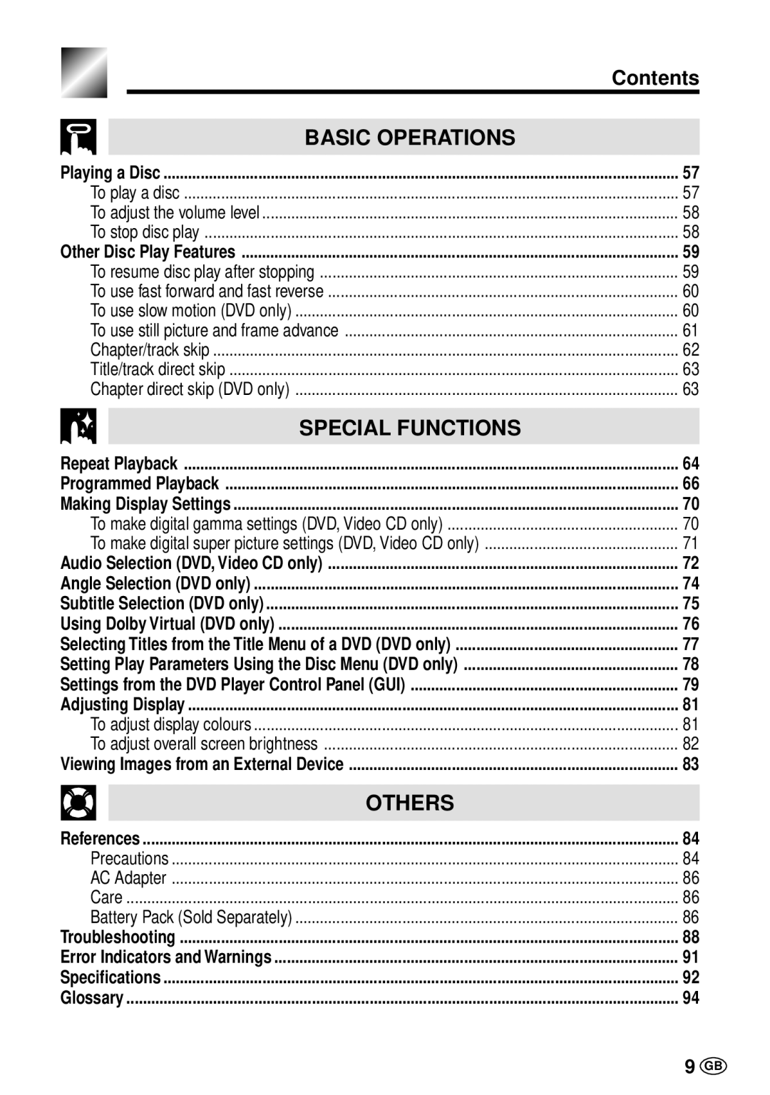 Sharp DV-L70BL, DV-L70S operation manual Basic Operations, Contents 