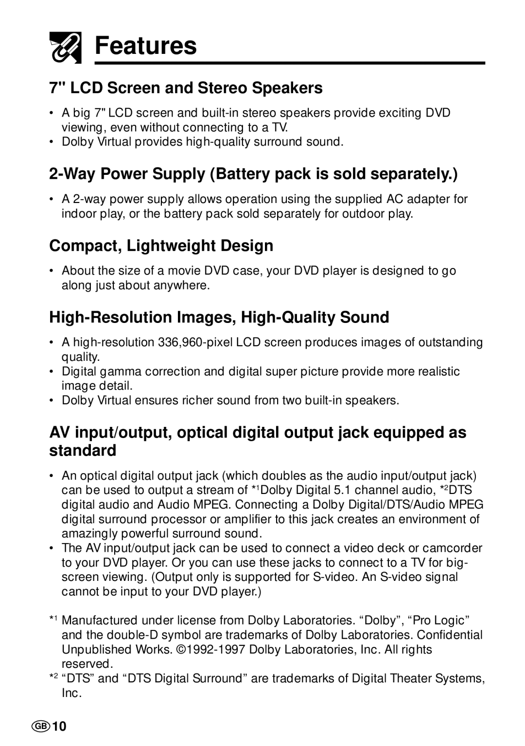 Sharp DV-L70S, DV-L70BL operation manual Features, LCD Screen and Stereo Speakers 