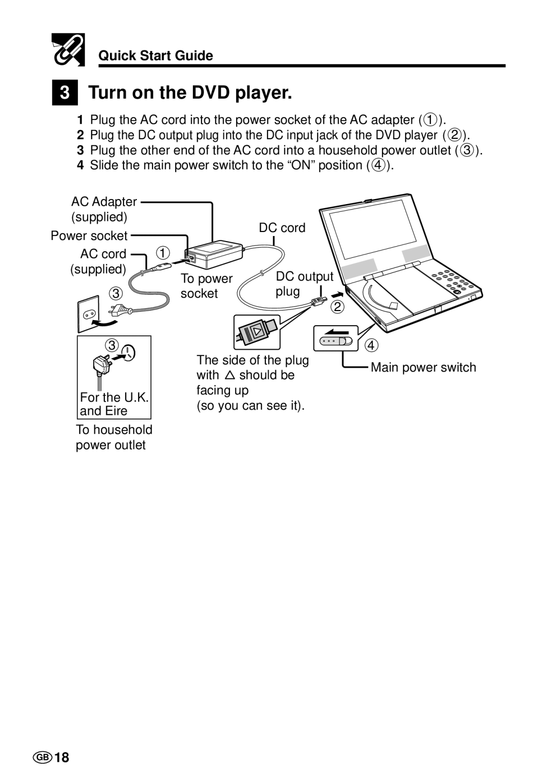 Sharp DV-L70S, DV-L70BL operation manual Turn on the DVD player, Quick Start Guide 