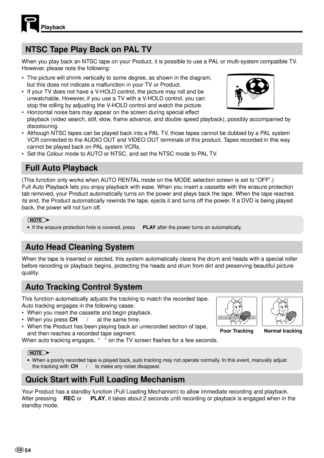 Sharp DV-NC70 and DV-NC70X, DV-NC70W Ntsc Tape Play Back on PAL TV, Full Auto Playback, Auto Head Cleaning System 