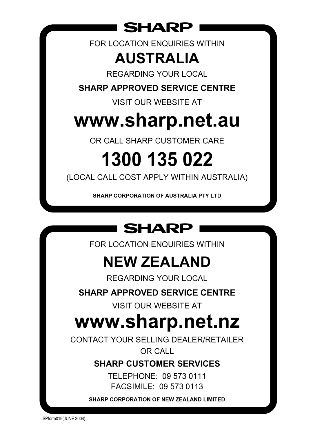 Sharp DV-RW370X operation manual 1300 135 