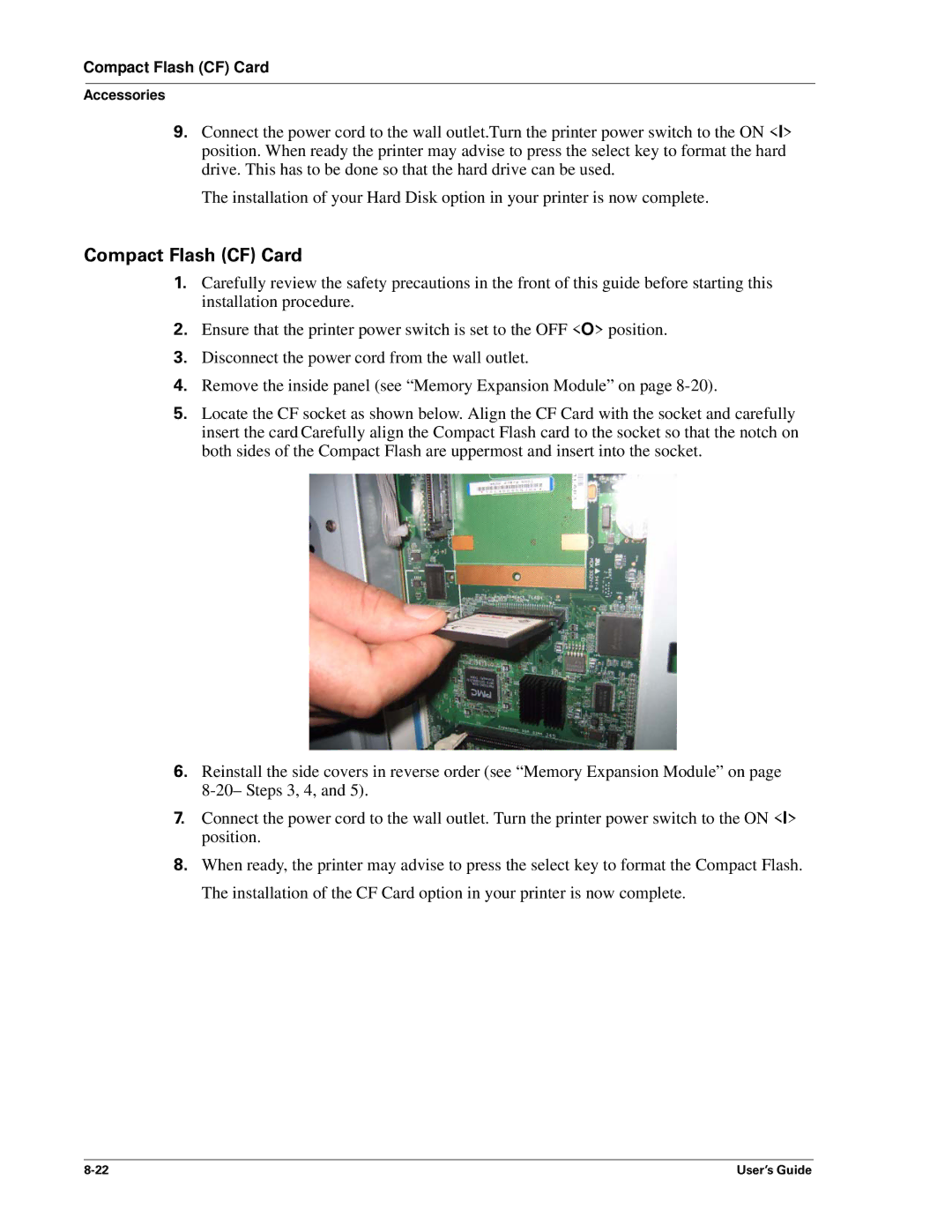 Sharp DX-B350P, DX-B450P manual Compact Flash CF Card 