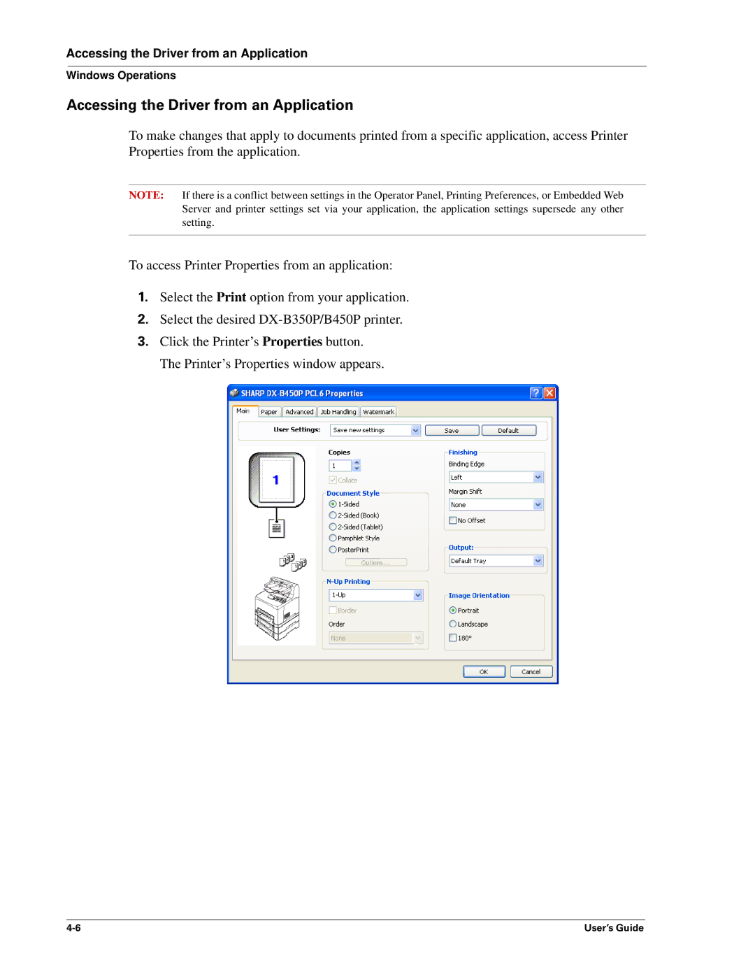 Sharp DX-B350P, DX-B450P manual Accessing the Driver from an Application 