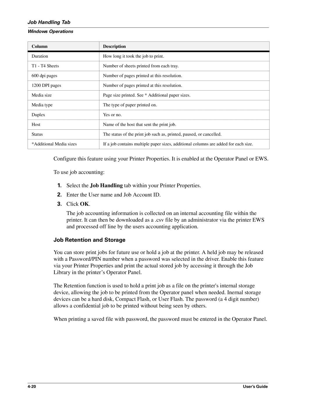 Sharp DX-B350P, DX-B450P manual Job Retention and Storage 