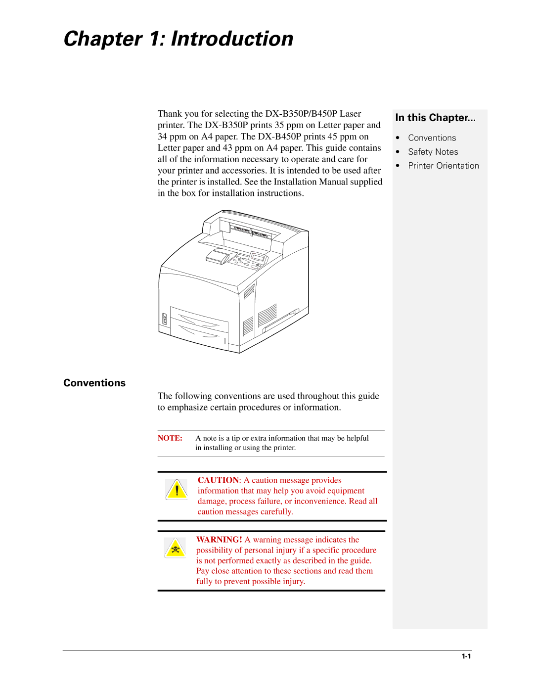 Sharp DX-B450P, DX-B350P manual Conventions, This Chapter 