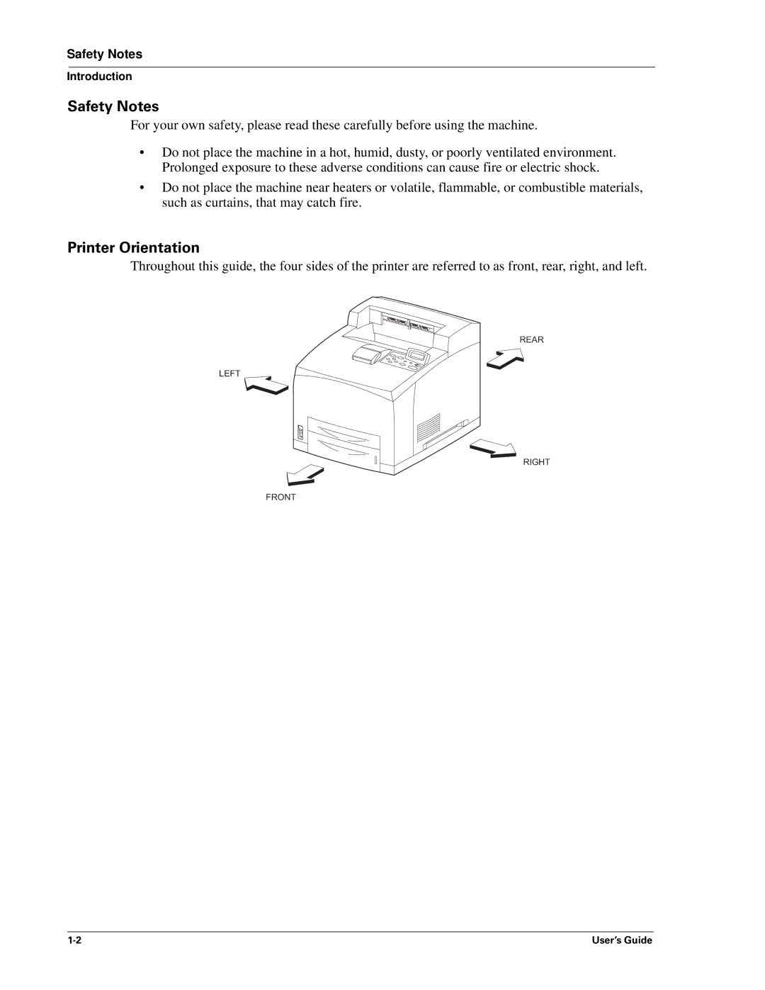 Sharp DX-B350P, DX-B450P manual Safety Notes, Printer Orientation 