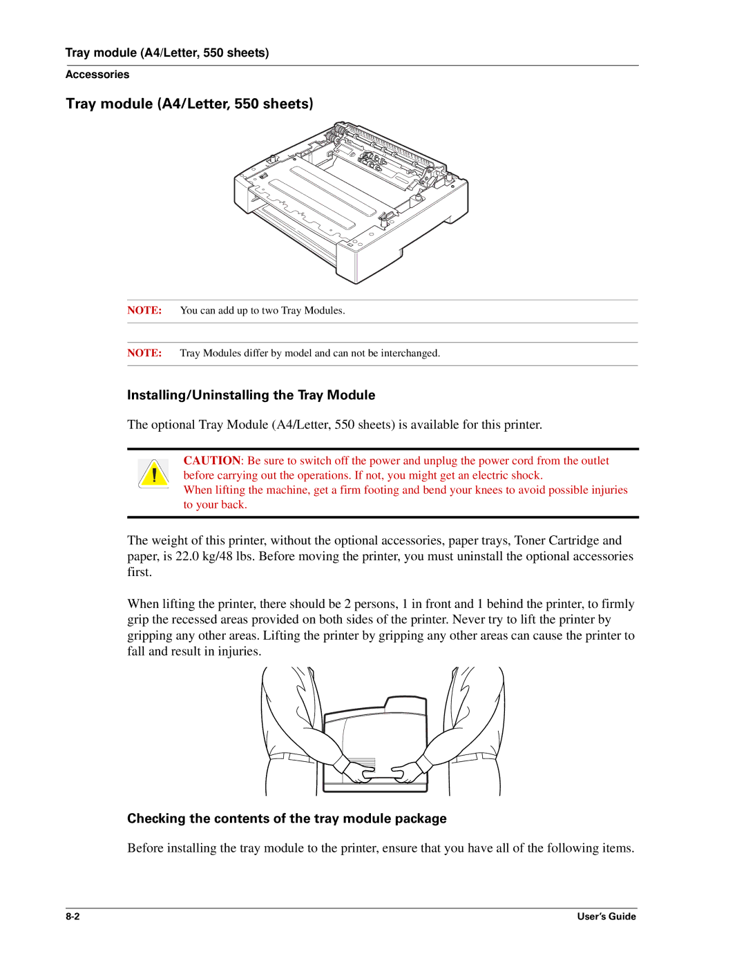 Sharp DX-B350P, DX-B450P manual Tray module A4/Letter, 550 sheets, Installing/Uninstalling the Tray Module 