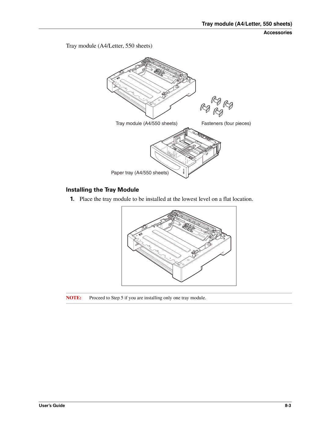 Sharp DX-B450P, DX-B350P manual Installing the Tray Module 