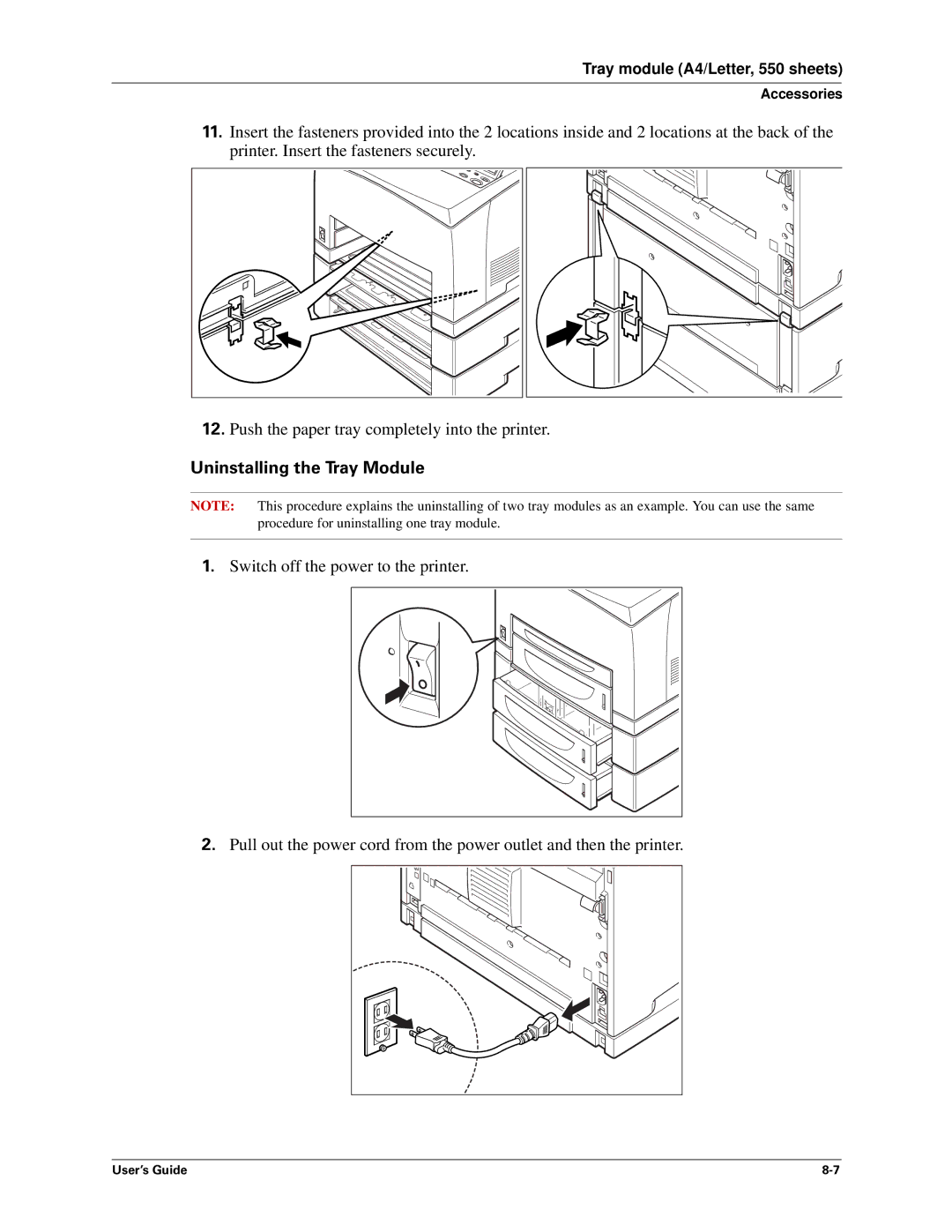 Sharp DX-B450P, DX-B350P manual Uninstalling the Tray Module 