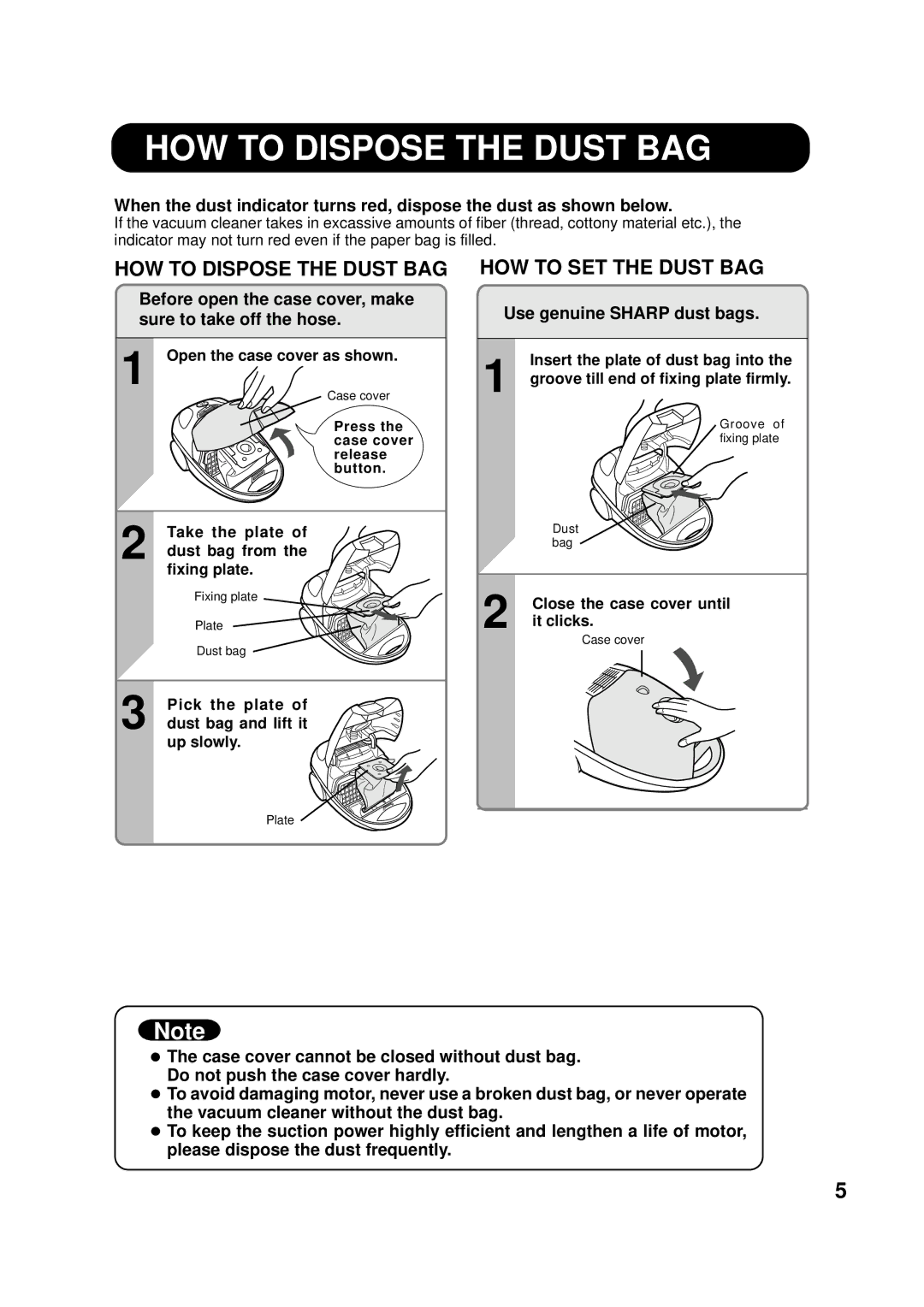 Sharp EC-6312P operation manual HOW to Dispose the Dust BAG 