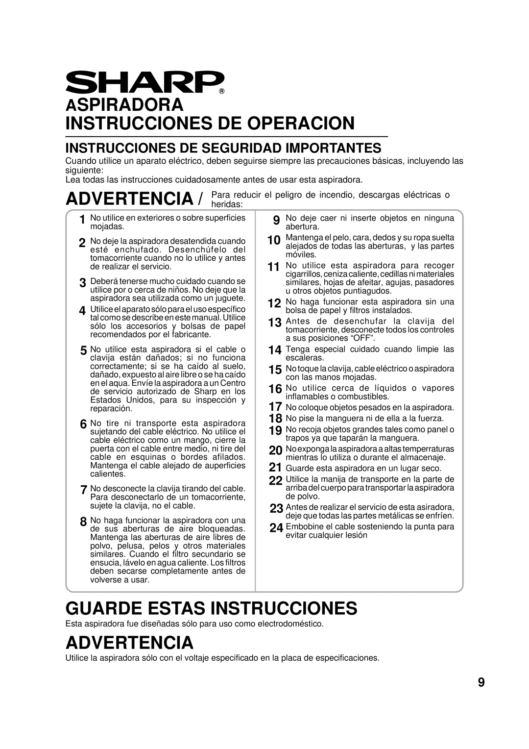 Sharp EC-6312P operation manual Guarde Estas Instrucciones 