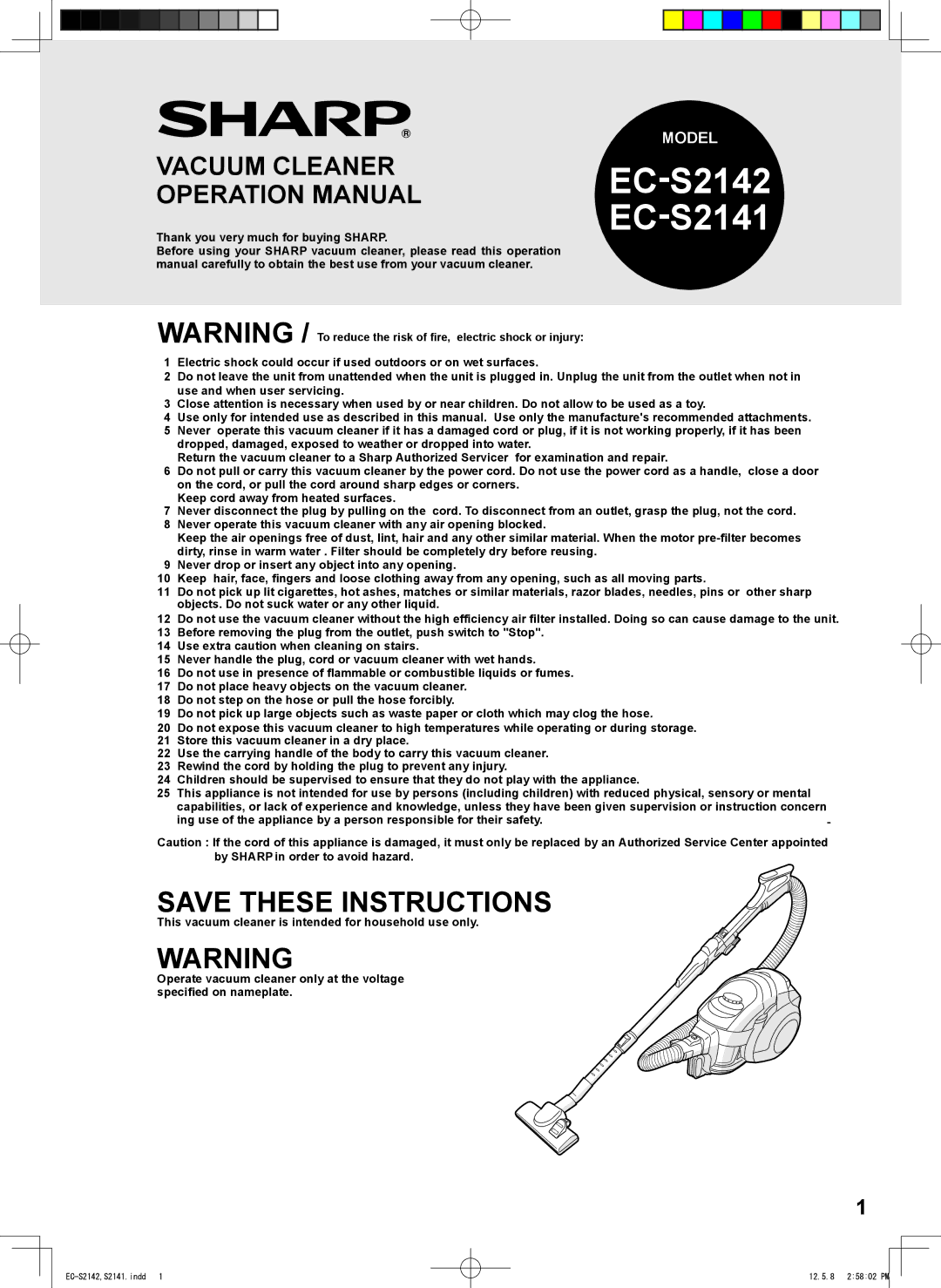 Sharp operation manual EC-S2142 EC-S2141 