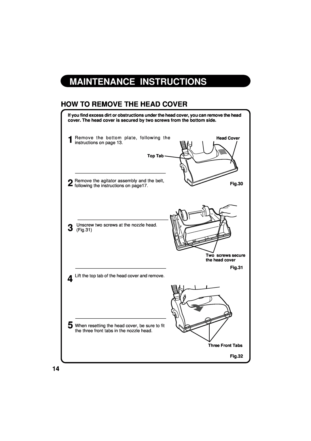Sharp EC-S5170, EC-T5180A, EC-T5180B operation manual How To Remove The Head Cover, Maintenance Instructions 