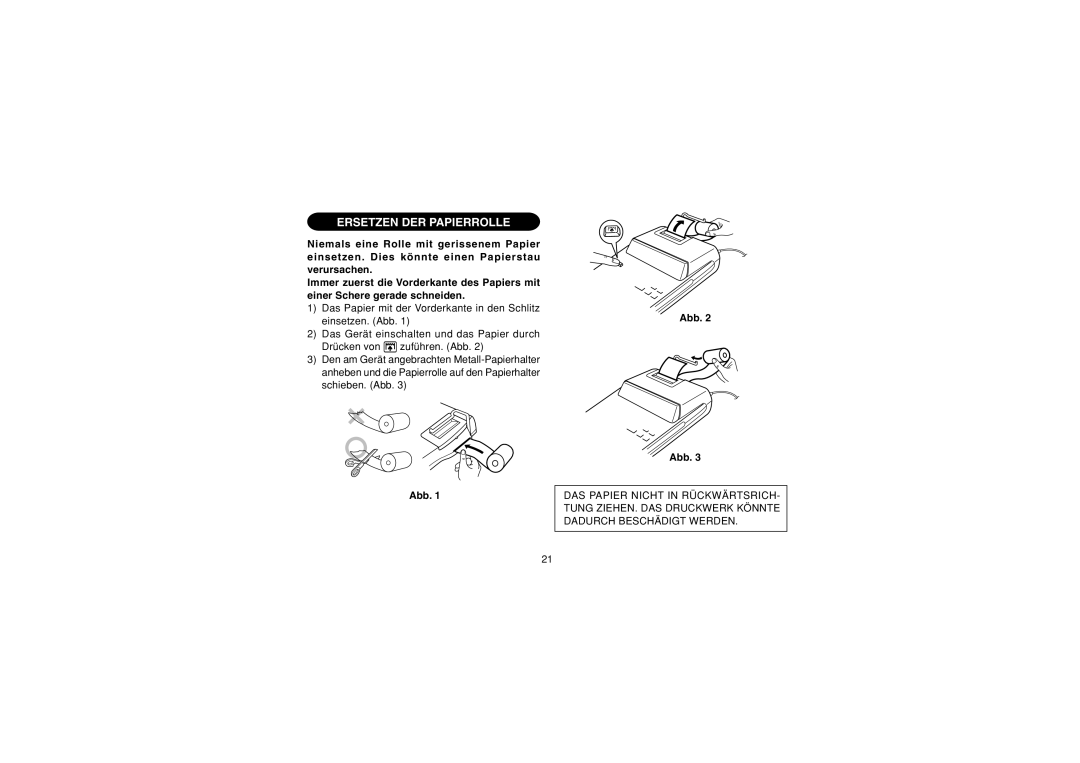 Sharp EL-1607P operation manual Ersetzen DER Papierrolle 