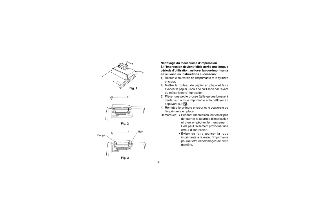 Sharp EL-1607P operation manual Nettoyage du mécanisme d’impression 