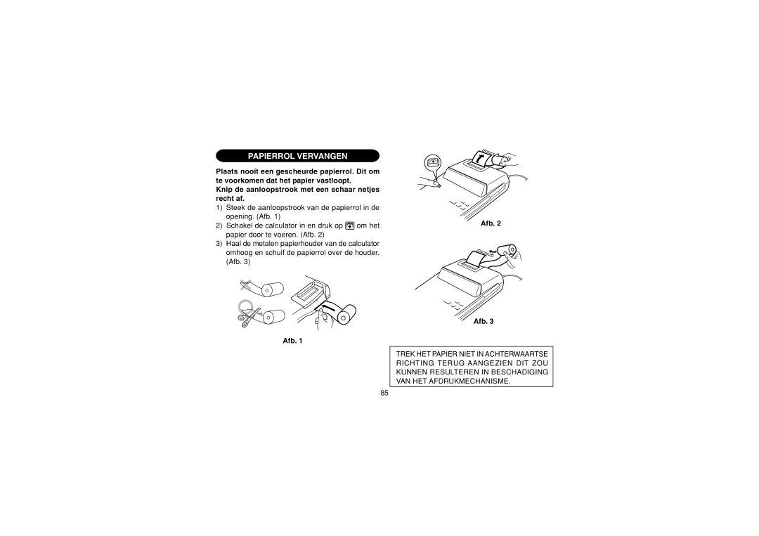 Sharp EL-1607P operation manual Papierrol Vervangen 