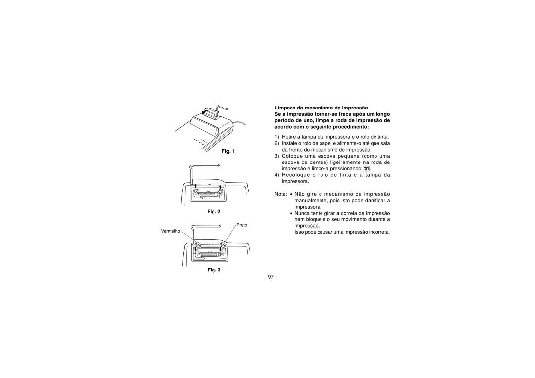 Sharp EL-1607P operation manual Limpeza do mecanismo de impressão 