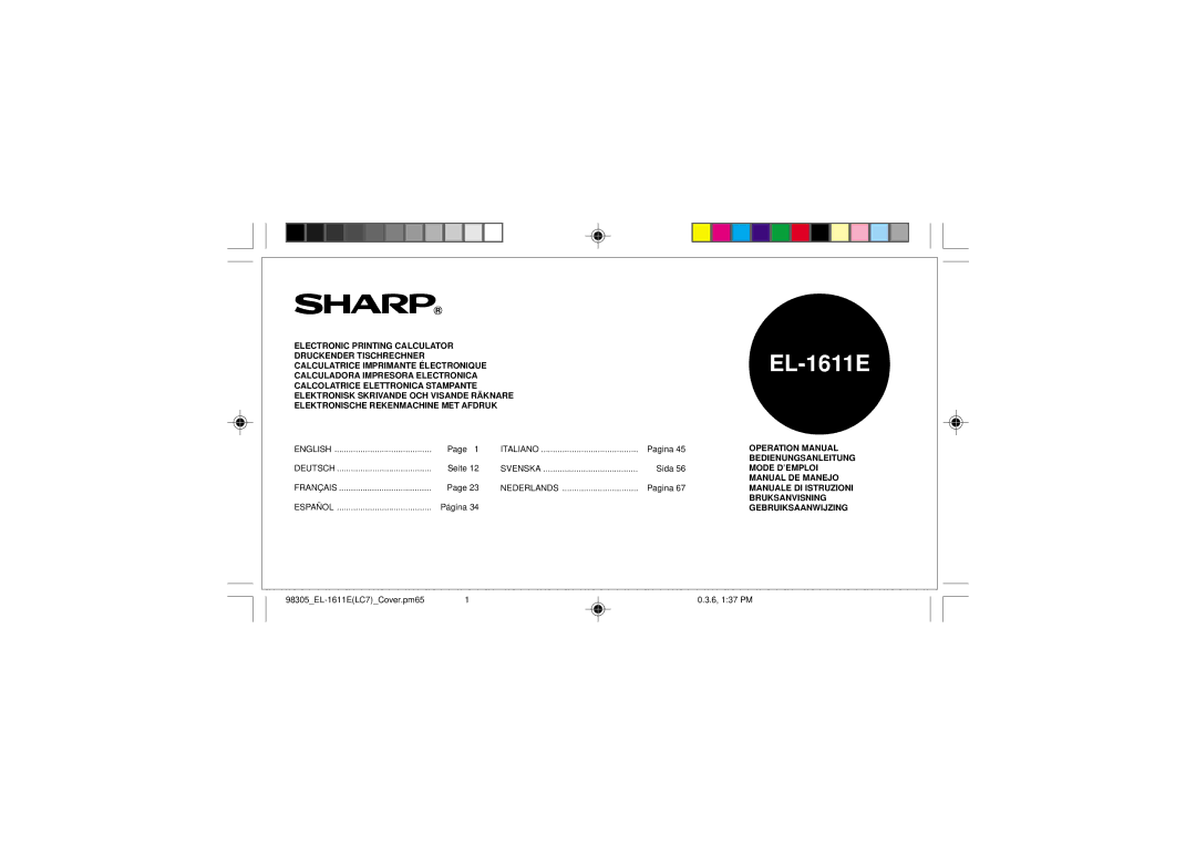 Sharp EL-1611E operation manual 