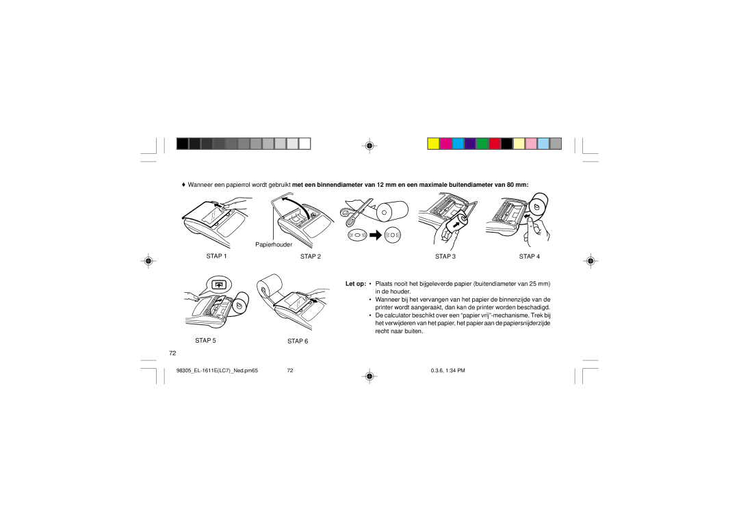 Sharp EL-1611E operation manual Papierhouder 