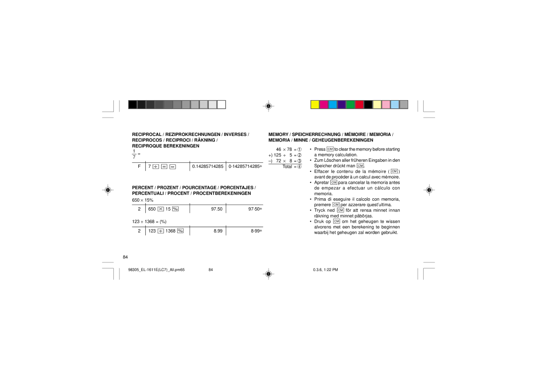 Sharp EL-1611E operation manual ÷ = = 