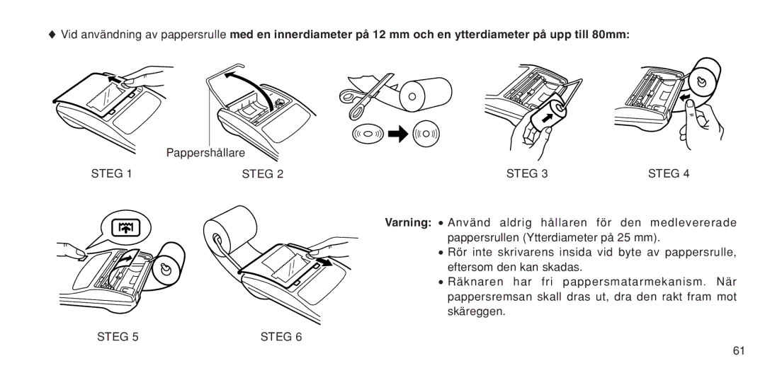 Sharp EL-1611P operation manual Pappershållare 