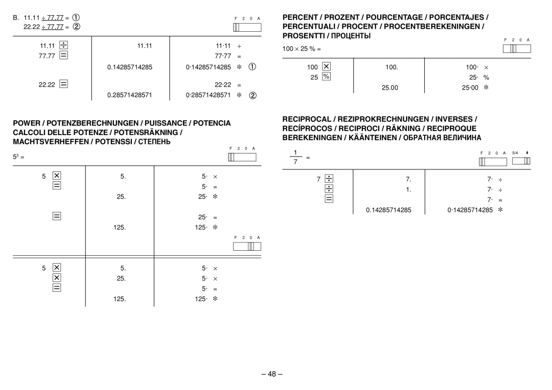 Sharp EL-1801C operation manual 11.11 ÷ 77.77 = 