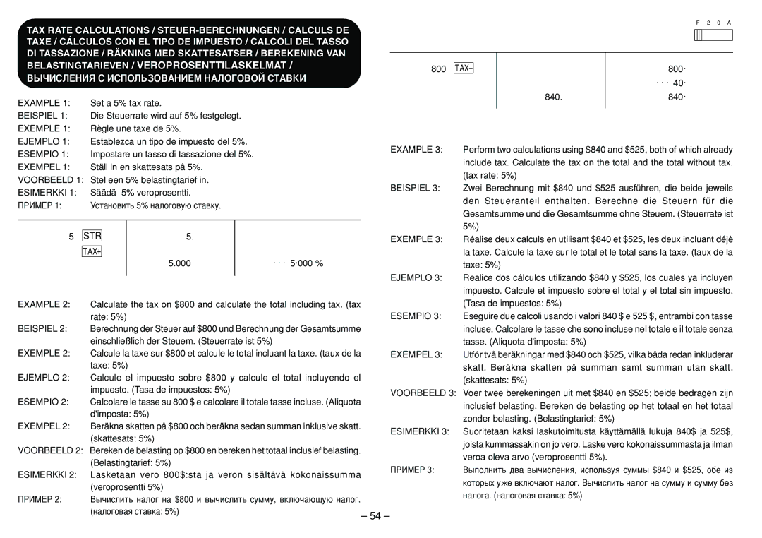 Sharp EL-1801C operation manual Example 