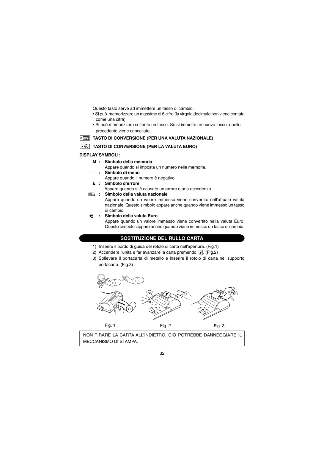 Sharp EL-1801E operation manual Sostituzione DEL Rullo Carta 