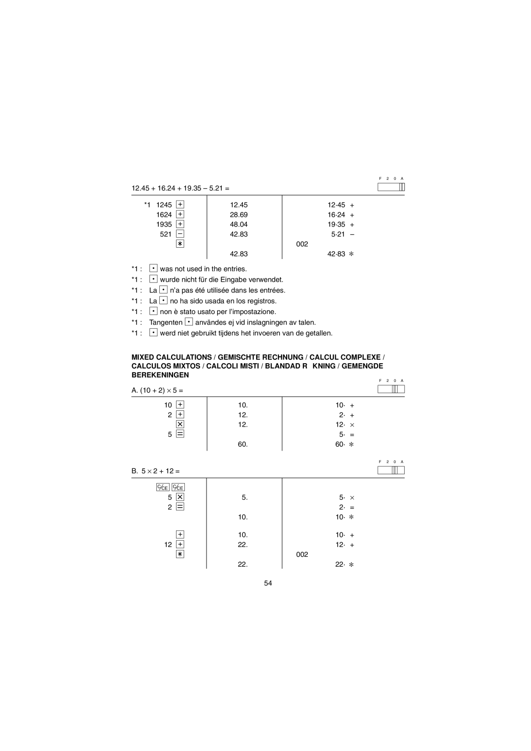 Sharp EL-1801E operation manual Werd niet gebruikt tijdens het invoeren van de getallen 