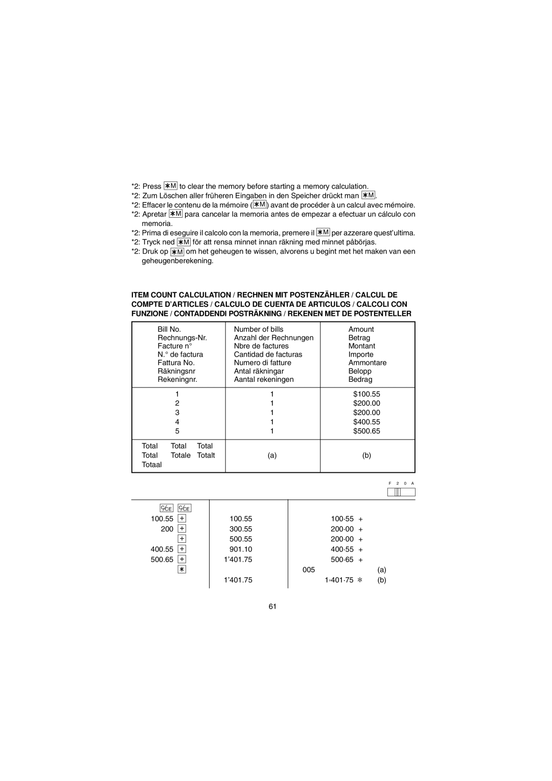 Sharp EL-1801E operation manual Total 