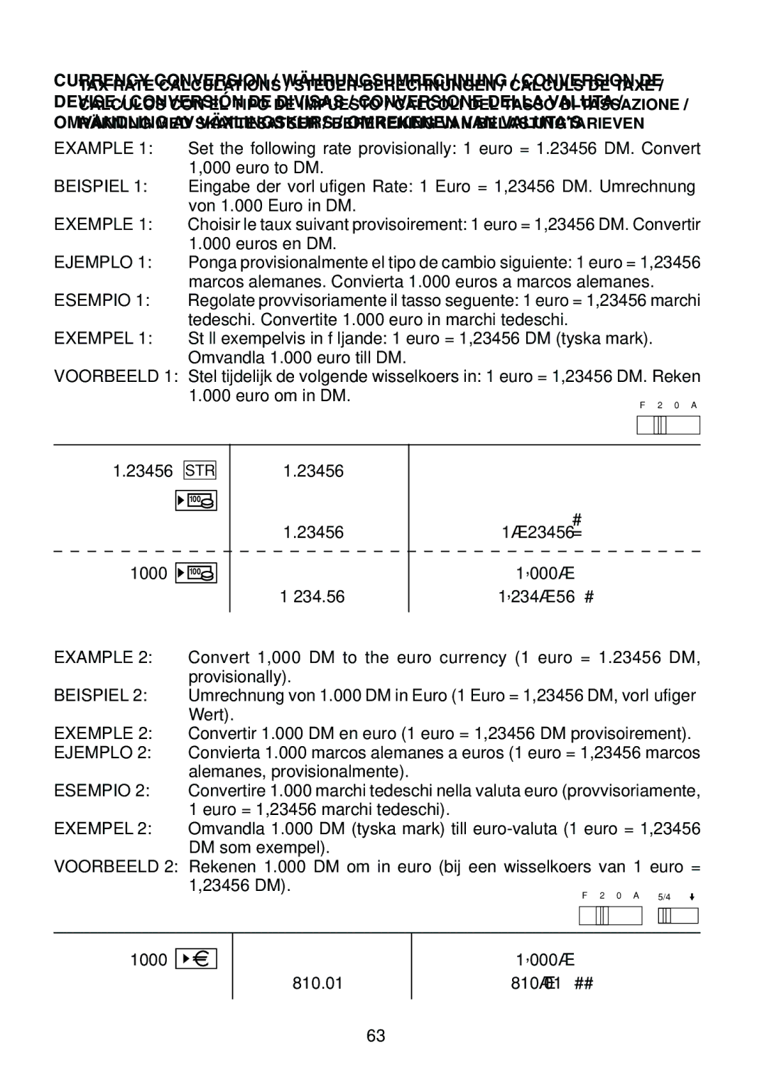 Sharp EL-1801E operation manual Example 