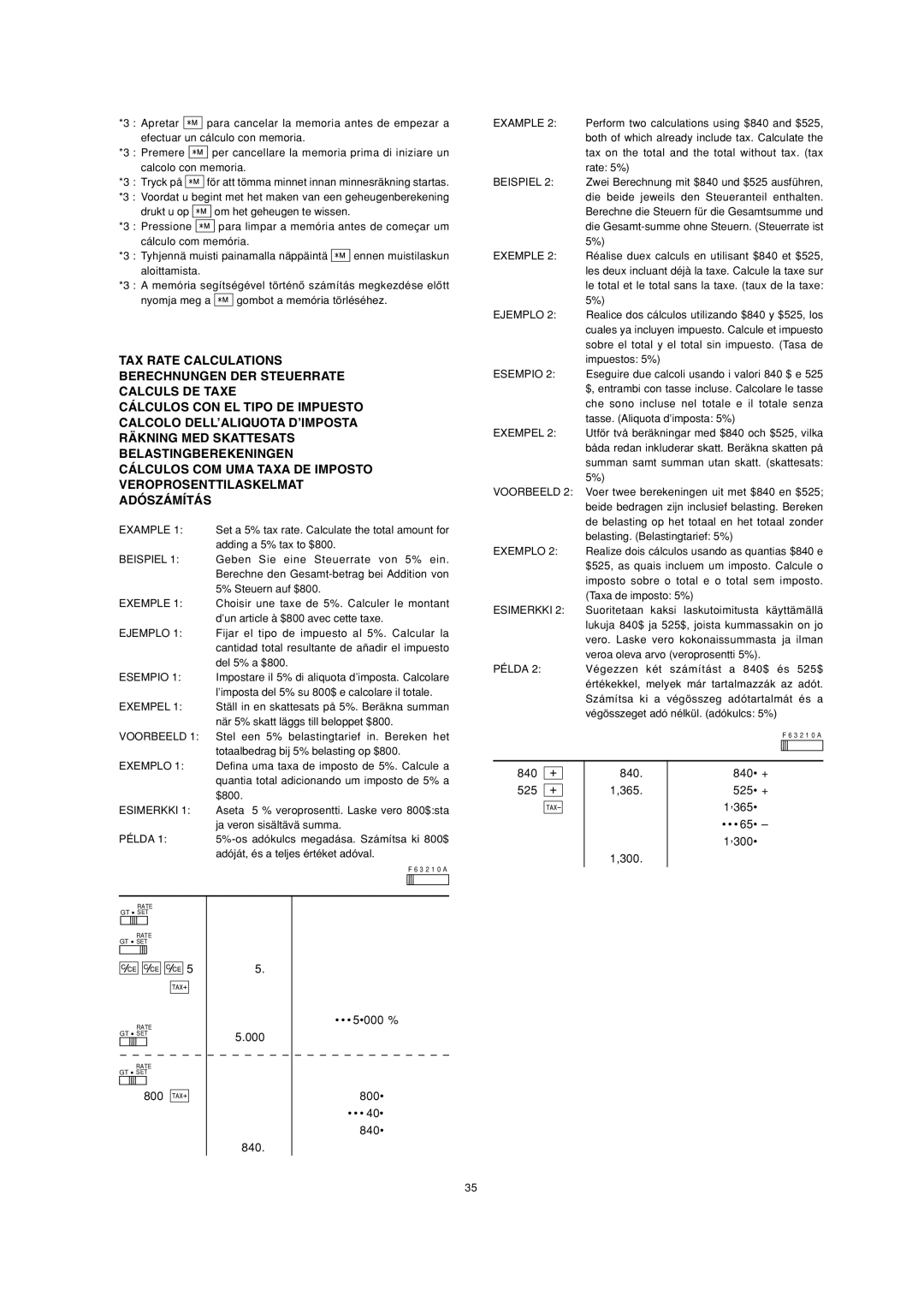 Sharp EL-2901PIII operation manual 840 840 + 525 365 525 + 300 