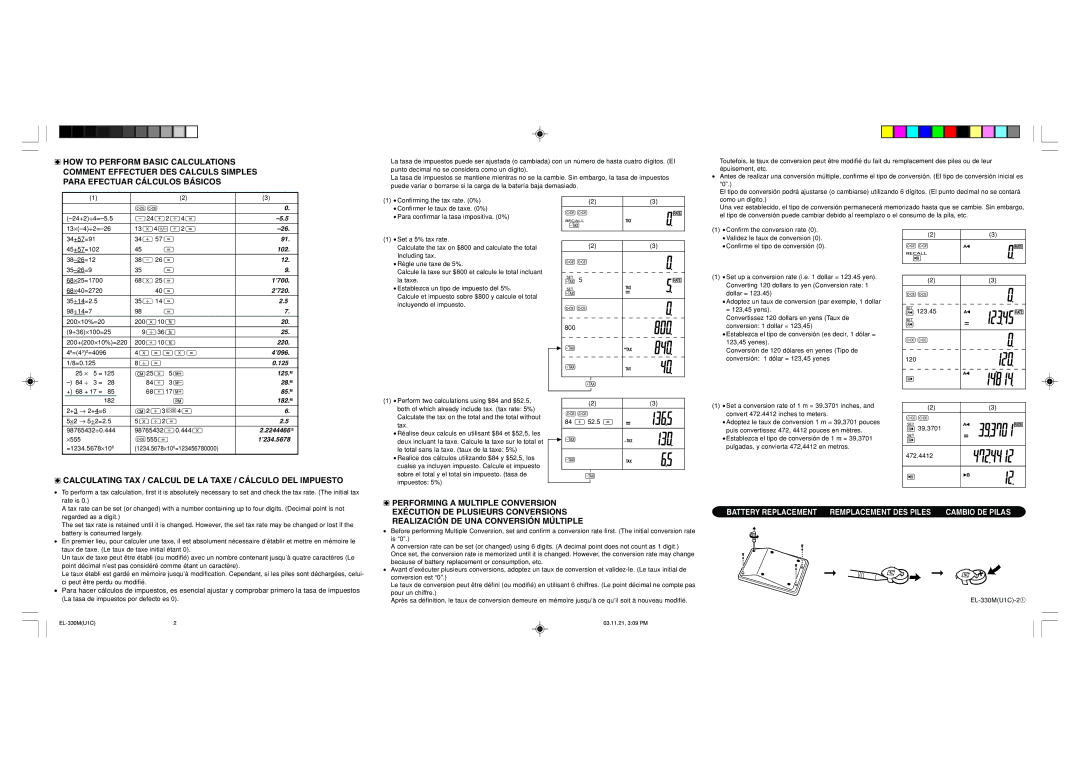 Sharp EL-330M operation manual 102, ’700, ’720, 220, ’096, 125. M, 28. M, 85. M, 182. M, 2244466 E, ’234.5678 