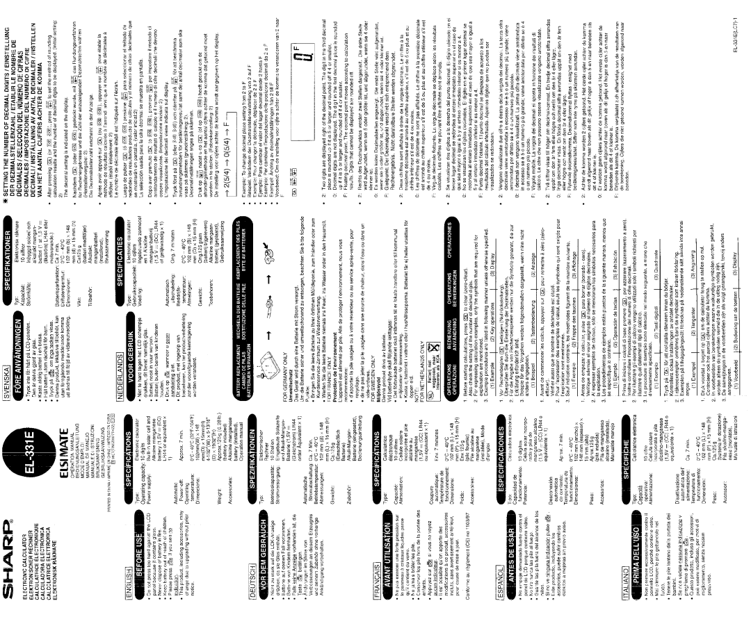 Sharp EL-331E manual 