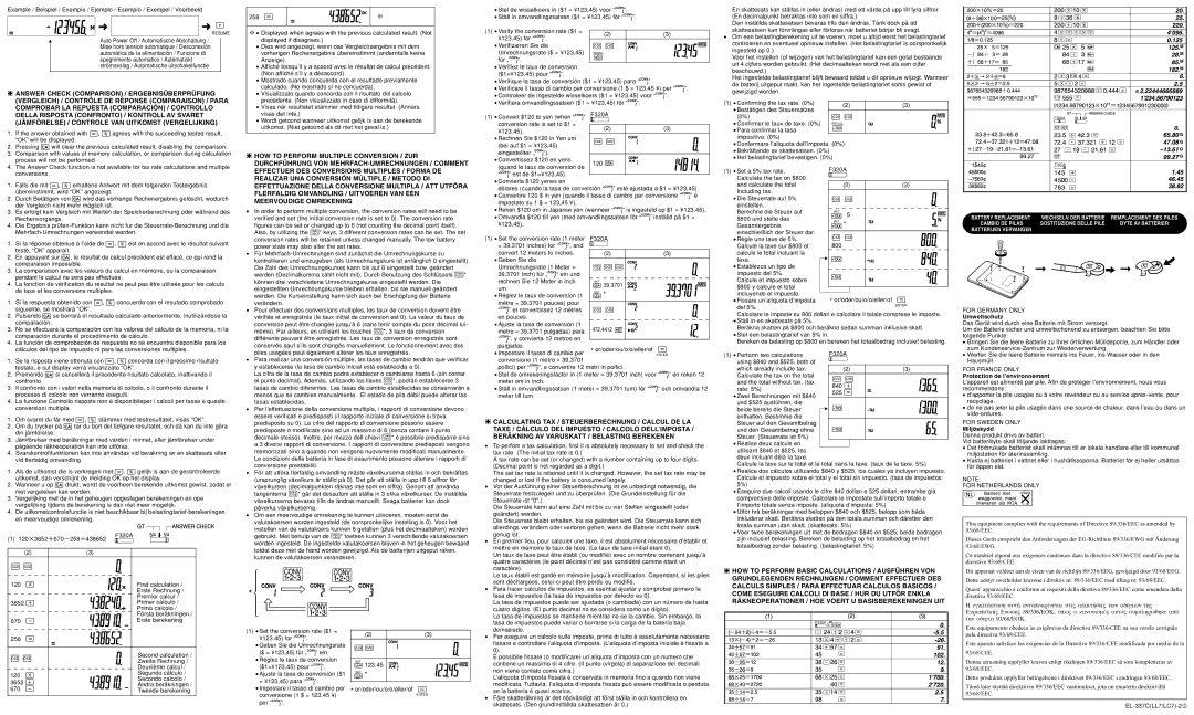 Sharp EL-337C specifications Umweltschutz, Protection de l’environnement, Miljöskydd 