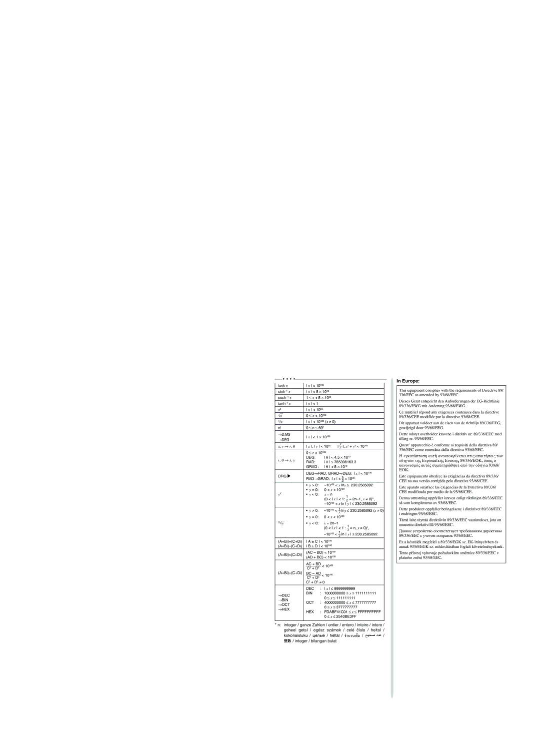 Sharp EL-501W, EL501WBBK operation manual Europe 